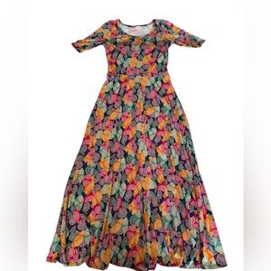 LuLaRoe Ana Maxi Dress in Pink, Purple, Teal, Peach, Cream